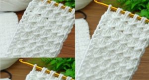 Повязка на голову крючком в тунисской технике вязания