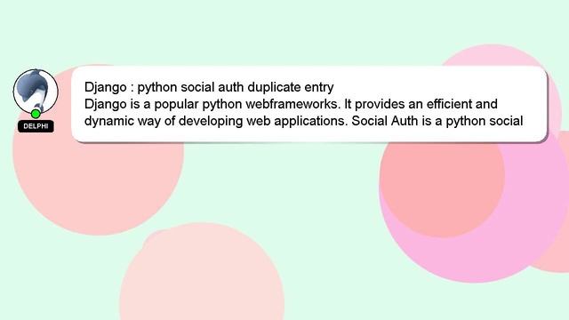 Django : python social auth duplicate entry смотреть онлайн