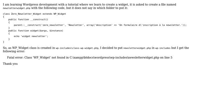 Wordpress: Class 'WP_Widget' not found смотреть онлайн