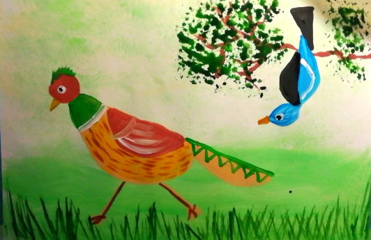 Как нарисовать сказочную полянку с птицами. смотреть онлайн