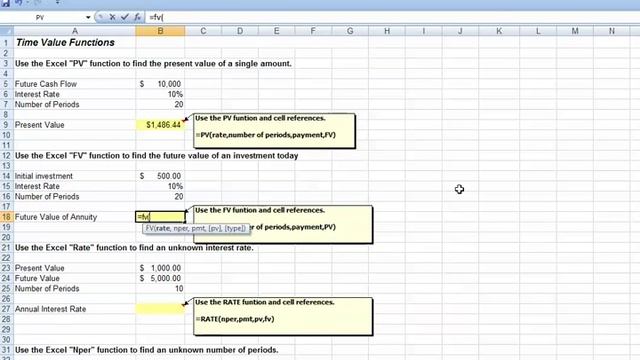 Excel Basic Time Value of Money Functions смотреть онлайн