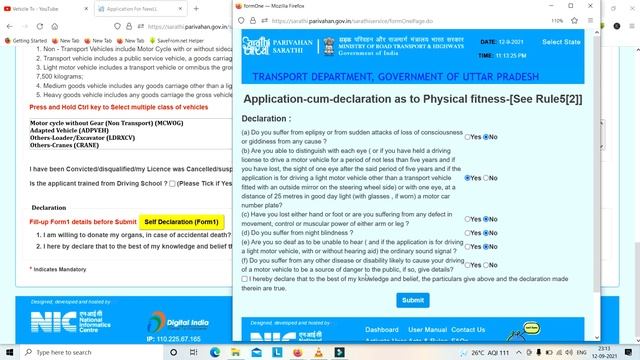 Driving Licence Self Declaration Form Fill Online : LL/DL/Renew Form 1 Fill : dl form 1 kaise bhare смотреть онлайн