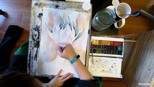 Человек - цветок нарисованный акварелью смотреть онлайн