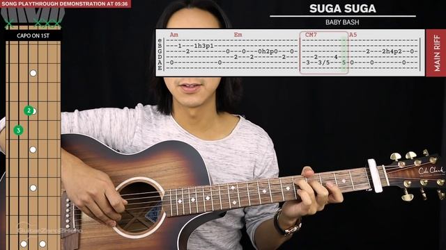 Suga Suga Guitar Tutorial - Baby Bash Guitar Lesson ? |Fingerpicking + TAB|