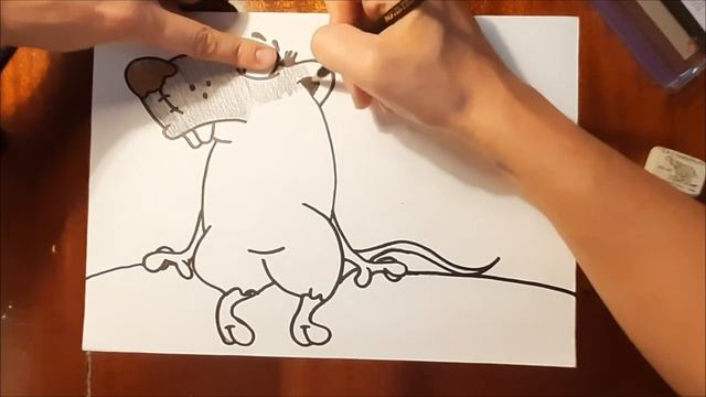 Рисуем задумчивую крысу цветными карандашами. Мастер класс по шагам. смотреть онлайн