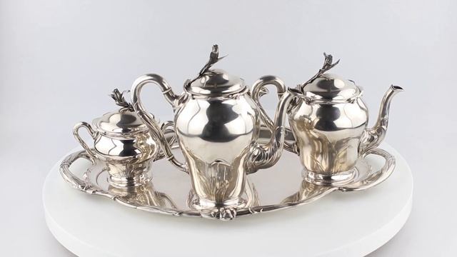 Серебряный кофейный чайный сервиз в стиле модерн. Bruckmann. 1888 год. смотреть онлайн