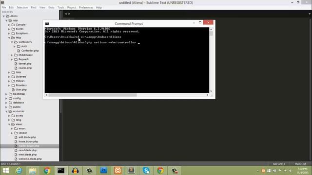 Laravel 5.2 tutorial for beginners 05- Generate controllers using artisan tool смотреть онлайн