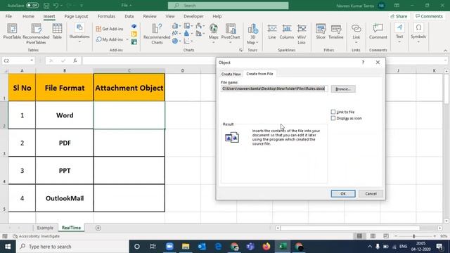 Insert object in excel 365 | How to insert an Object file in MS Excel | inserting object in excel | смотреть онлайн
