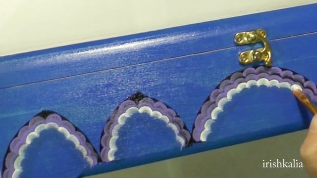 Роспись голубой шкатулки, часть 3, орнамент, irishkalia смотреть онлайн