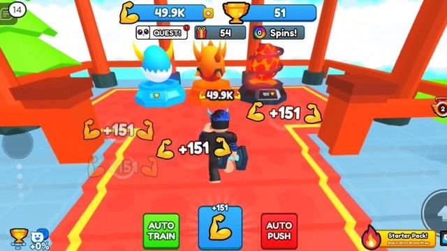 СКИНУЛ САМЫХ СИЛЬНЫХ И МОЩНЫХ КАЧКОВ ВЕСОМ 999.999.999.999 ТОННН! ROBLOX PUSH SIMULATOR смотреть онлайн