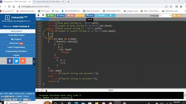 C program to Search a substring in a main string смотреть онлайн