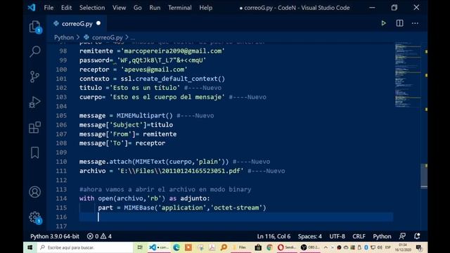 Envío correo gmail con adjunto en Python смотреть онлайн