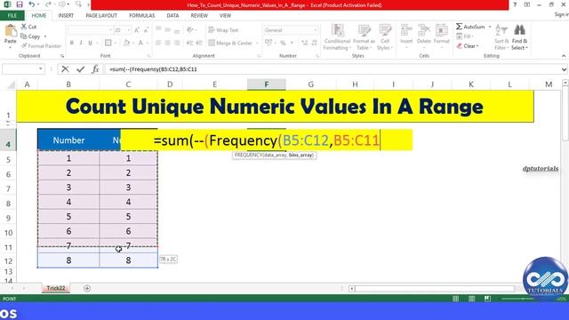 Excel Trick - How To Count Unique Numeric Values In A Range || Excel Tips || dptutorials смотреть онлайн