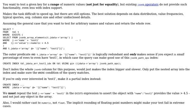 Databases: Indexed range comparison of array key's value in row inside JSONB (2 Solutions!!) смотреть онлайн