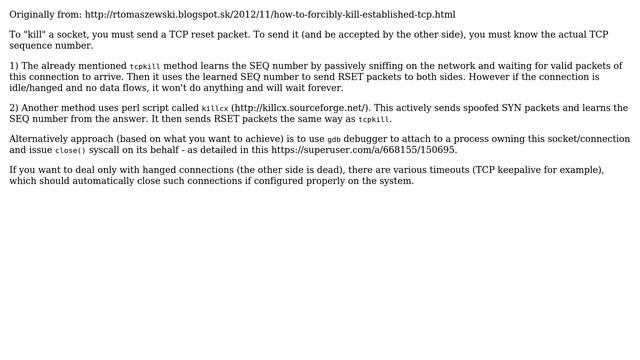 Unix & Linux: Killing tcp connection in linux (7 Solutions!!) смотреть онлайн