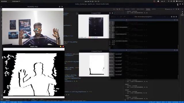 Human skeleton detection with Mediapipe + Kinect-powered depth estimation смотреть онлайн