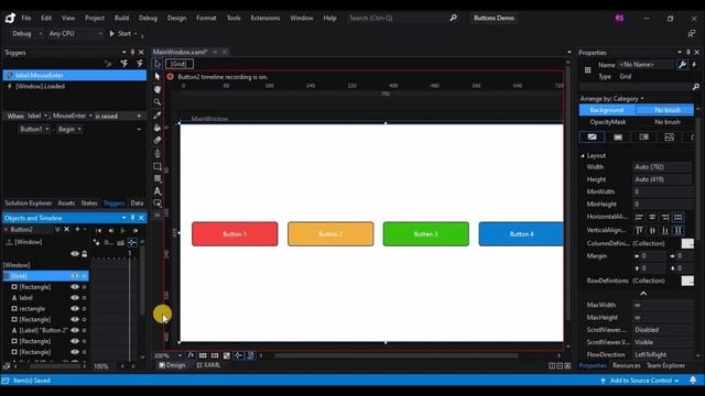 WPF Tutorial : Button animation in visual studio blend 2017 | Buttons | C# WPF смотреть онлайн