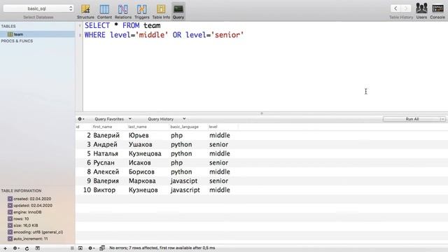 SQL для начинающих / Урок 3. Порядок AND и OR смотреть онлайн