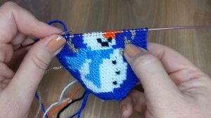 Тапочки спицами ?"Веселый снеговик"⛄️☃️