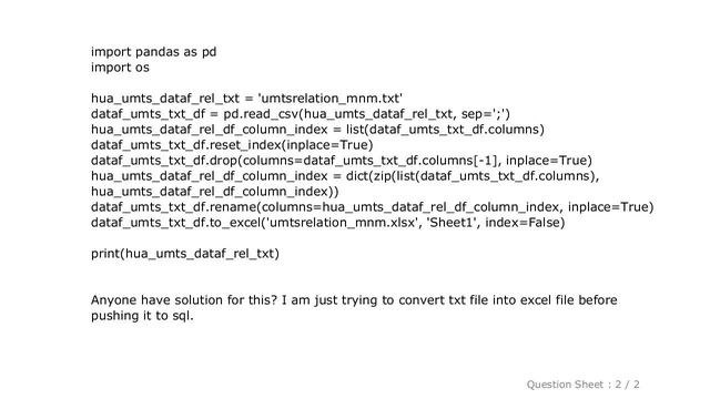 Pandas : ValueError: This sheet is too large! Your sheet size is: 1220054, 3 Max sheet size is: 104 смотреть онлайн