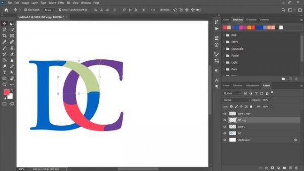 Photoshop Logo Design Tutorial || How to make DC text logo in photoshop cc and apply mockup to it