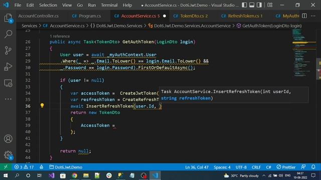 Part-2 A Demo On JWT Access Token And Refresh Token Authentication In .NET6 Web API смотреть онлайн