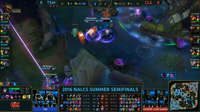 TSM vs CLG Game 1 Highlights, Semi final NA LCS Summer Playoffs 2016, Team Solomid vs CLG G1 смотреть онлайн