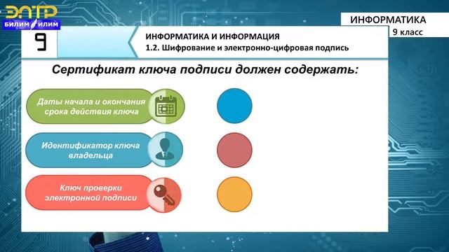 9 класс | Информатика| Шифрование и электронно-цифровая подпись смотреть онлайн