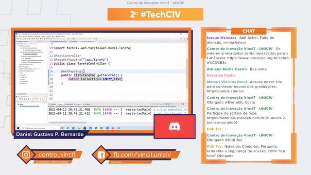 API Rest com Java e Spring Boot - 2º #TechCIV - #01 - Daniel Gustavo P. Bernardo смотреть онлайн