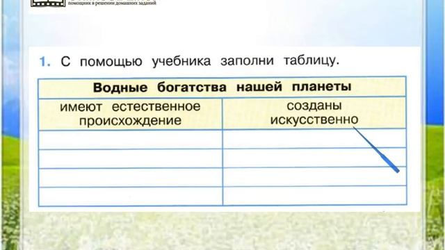 Задание 1 Водные богатства - Окружающий мир 2 класс (Плешаков А.А.) 2 часть смотреть онлайн