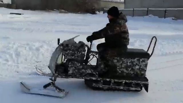 Самодельный снегоход, двигатель УД-25 испытания. смотреть онлайн