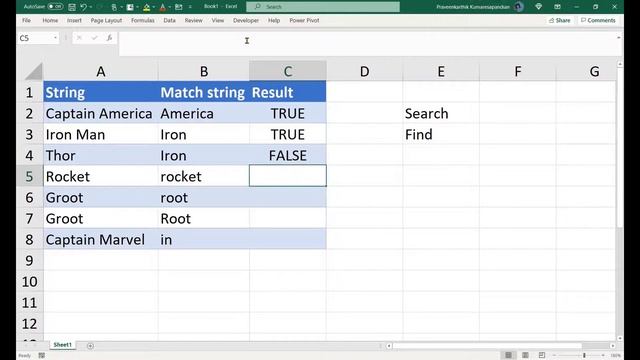 String/Text match in Excel - SEARCH and FIND formulas with simple example смотреть онлайн