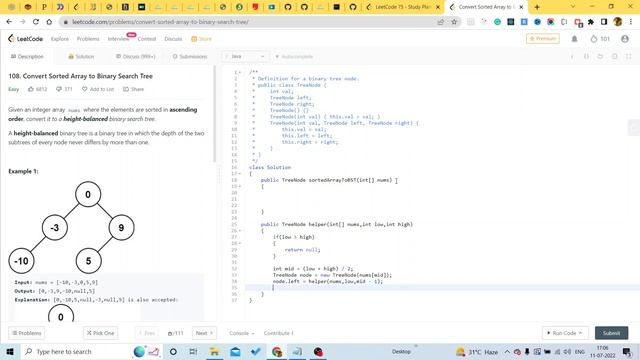 108. Convert Sorted Array to Binary Search Tree #java #javainterviewquestions #leetcode смотреть онлайн