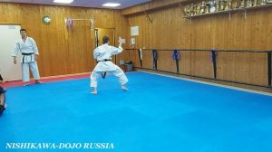 Вадо-кай (Вадо-рю) каратэ ката Вансю (юниоры, тренировка)