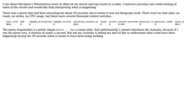 Databases: Query does nothing except context switches смотреть онлайн
