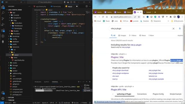 Add Inertia js and Vue js in Laravel. смотреть онлайн