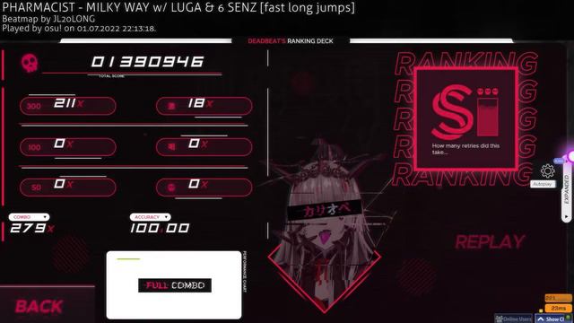 OSU! PHARMACIST - MILKY WAY W/ LUGA & 6 SENZ (fast Jumps Challenge (600pp+)) Map By JL20LONG (me)