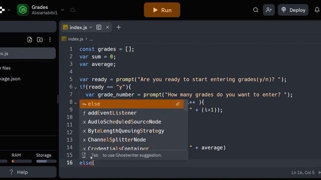 The Grade Recorder JavaScript Program(Replit Online Compiler) смотреть онлайн