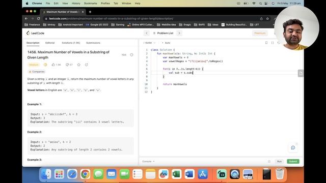 Leetcode #1456 || "Maximum Number of Vowels in a Substring of Given Length" || Kotlin Solution смотреть онлайн