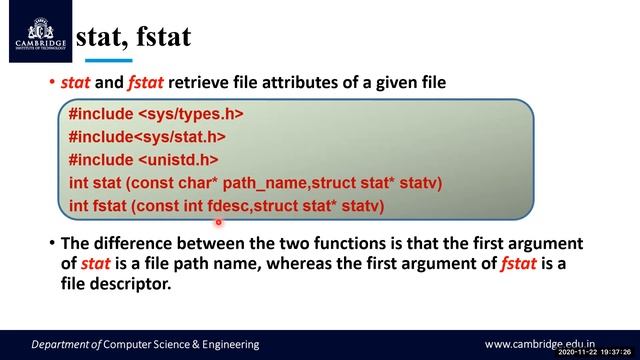 UNIX File Attributes, stat(), fstat() and lstat() functions смотреть онлайн