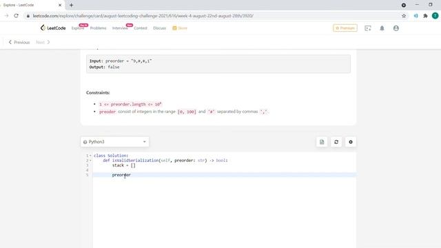 August 26/2021 LeetCode Challenge: Verify Preorder Serialization of a Binary Tree смотреть онлайн
