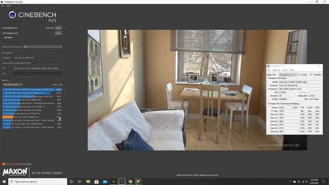 CINEBENCH R23 . INTEL i5 9400F смотреть онлайн