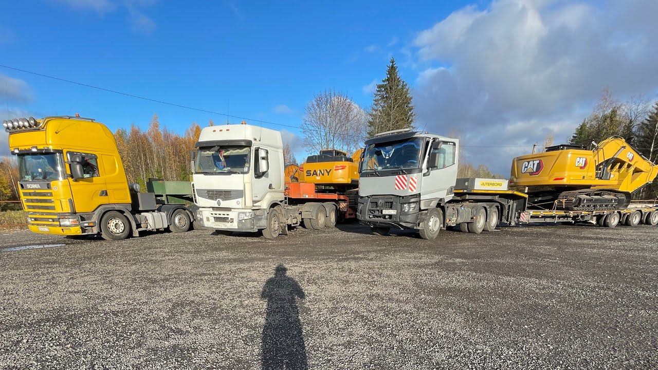 ВЕЗЁМ ЭКСКАВАТОРЫ НА СЕВЕР. ТЯЖЕЛОВОЗЫ! | Первый снег в октябре. смотреть онлайн