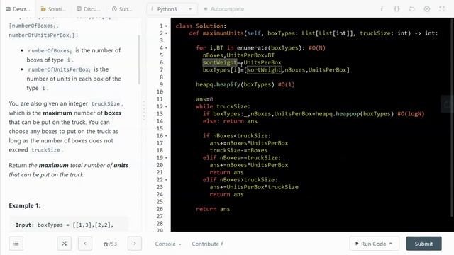 Leetcode 1710. Maximum Units on a Truck, Priority Queue, Amazon Interview смотреть онлайн