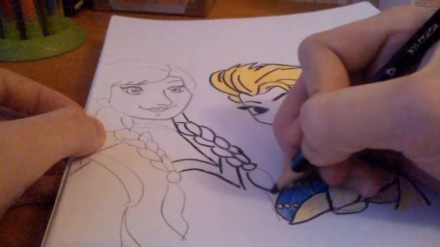 Поэтапное рисование сестёр : Эльза и Анна смотреть онлайн