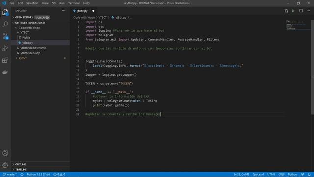 Telegram bot con Python #1 || Crear un bot que responda a comandos sencillos. PASO A PASO смотреть онлайн