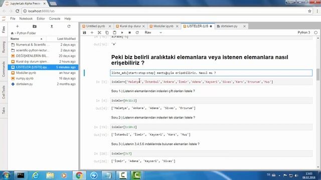 Python3 Dersleri 31-Liste Elemanlarına Erişim 1 смотреть онлайн