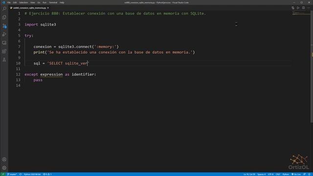 Python - Ejercicio 880: Establecer Conexión con una Base de Datos en Memoria con SQLite смотреть онлайн