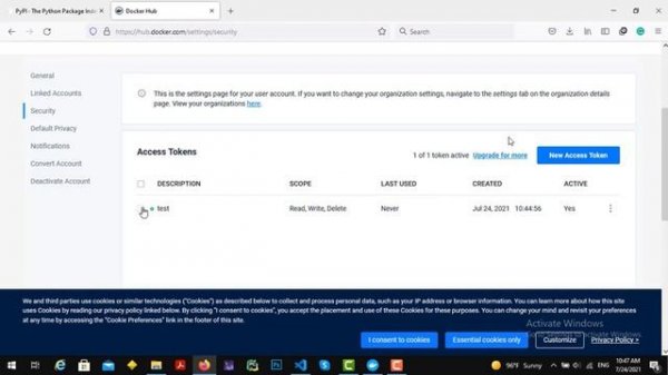 Create the python code docker image in visual studio