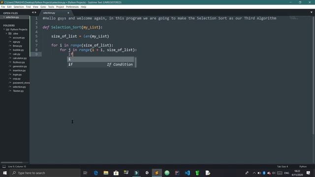 Selection Sort in Python смотреть онлайн